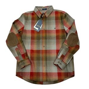 Pendleton NWT Men’s Plaid Trail Shirt Umatilla Virgin Wool Tan Red Plaid
